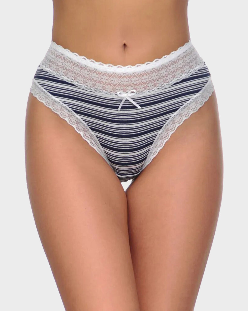 Cotton Seamless Printed Lace Stripe Briefs (5 Pack) - view 2