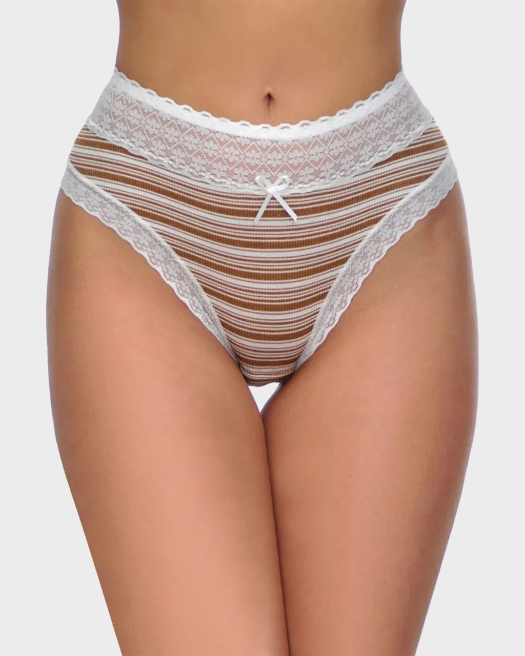Cotton Seamless Printed Lace Stripe Briefs (5 Pack) - view 7