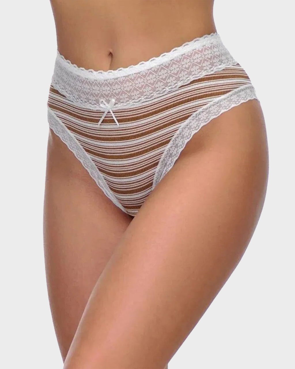 Cotton Seamless Printed Lace Stripe Briefs (5 Pack) - view 8