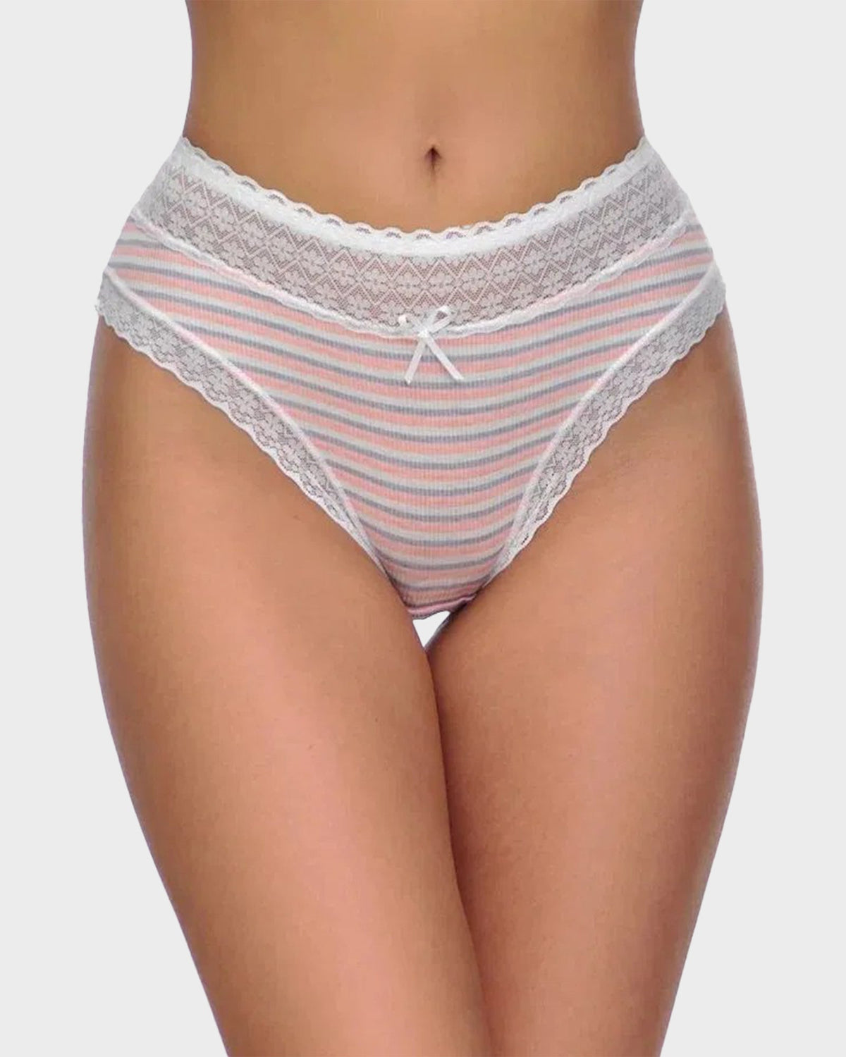 Cotton Seamless Printed Lace Stripe Briefs (5 Pack) - view 11