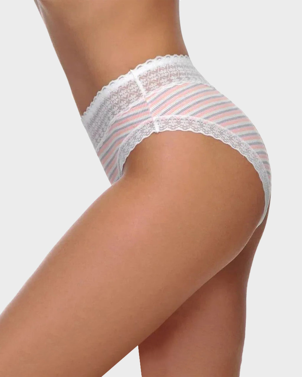 Cotton Seamless Printed Lace Stripe Briefs (5 Pack) - view 12
