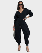 Cozy Deep V Sweatshirt Jumpsuit - view 9
