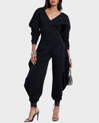 Cozy Deep V Sweatshirt Jumpsuit - view 11