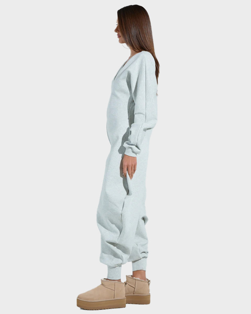 Cozy Deep V Sweatshirt Jumpsuit - view 5