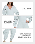 Cozy Deep V Sweatshirt Jumpsuit - view 6