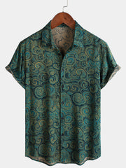 Men's Casual Holiday Button Short Sleeve Shirt