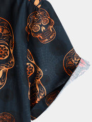 Men's Skull Hawaiian Camp Cool Short Sleeve Shirt