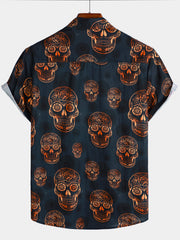 Men's Skull Hawaiian Camp Cool Short Sleeve Shirt