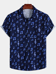 Men's Short Sleeve Cool Holiday Music Festival Breathable Button Up Shirt