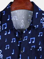 Men's Short Sleeve Cool Holiday Music Festival Breathable Button Up Shirt