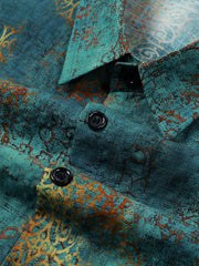 Men's Blue Beach Vacation Breathable Tropical Short Sleeve Hawaiian Shirt