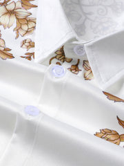 Men's Floral Print Hawaiian Button Up Casual Collar Short Sleeve Shirt