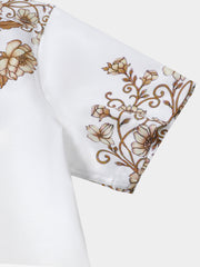 Men's Floral Print Hawaiian Button Up Casual Collar Short Sleeve Shirt