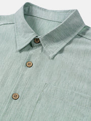 Men's Comfort Solid Green Sport Short Sleeve Shirt