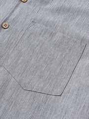 Men's Comfort Solid Sport Casual Grey Short Sleeve Shirt