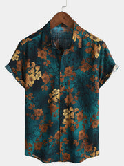 Men's Retro Summer Beach Cruise Vacation Button Short Sleeve Shirt
