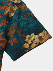 Men's Retro Summer Beach Cruise Vacation Button Short Sleeve Shirt