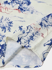 Men's Horse Print Cowboy Western Button Holiday Short Sleeve Shirt