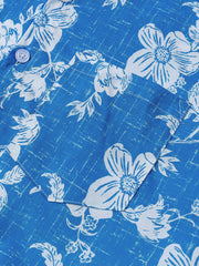 Men's Blue Floral Vintage Hawaiian Short Sleeve Tropical Shirt