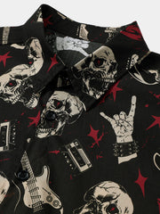 Men's Guitar Skull Music Punk Rock and Roll Cool Funny Hawaiian Shirt