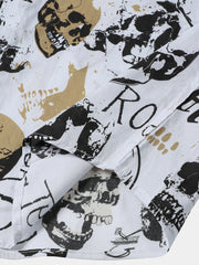 Men's Skull Music Punk Rock and Roll Cool Funny White Hawaiian Shirt