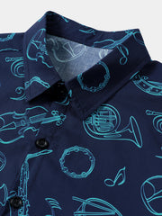 Men's Short Sleeve Cool Holiday Music Festival Funny Musical Instruments Shirt