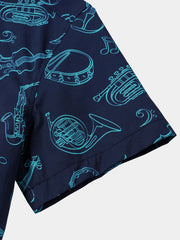 Men's Short Sleeve Cool Holiday Music Festival Funny Musical Instruments Shirt