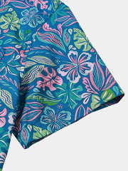 Men’s Casual Floral Print Short Sleeve Breathable Vacation Shirt