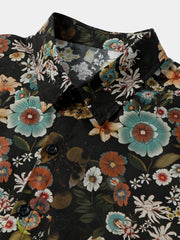 Men’s Vintage Floral Short Sleeve Button Up Lightweight Cool Vacation Shirt