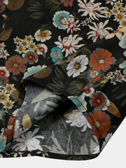 Men’s Vintage Floral Short Sleeve Button Up Lightweight Cool Vacation Shirt