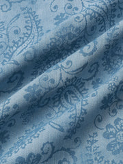 Men's Blue Paisley Floral Summer Holiday Short Sleeve Shirt