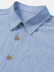 Men's Comfort Solid Blue Sport Short Sleeve Shirt