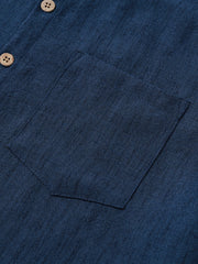 Men's Casual Solid Henley Collar Summer  Short Sleeve Shirt