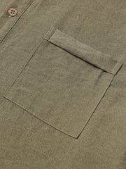 Men's Casual Solid Stand Collar Half Placket Short Sleeve Shirt