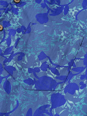 Men’s Holiday Breathable Blue Hawaiian Beach Casual Cotton Short Sleeve Shirt