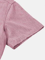 Men's Comfort Solid Pink Sport Short Sleeve Shirt