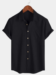 Men's Comfort Solid Black Sport Short Sleeve Shirt
