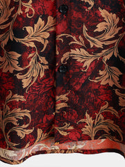 Men's Vintage Floral Print Short Sleeve Button Up Hawaiian Summer Shirt