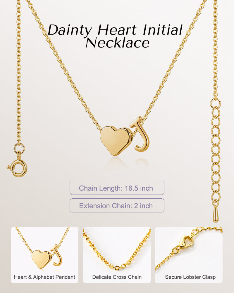 Dainty Heart Initial Necklace - view 2