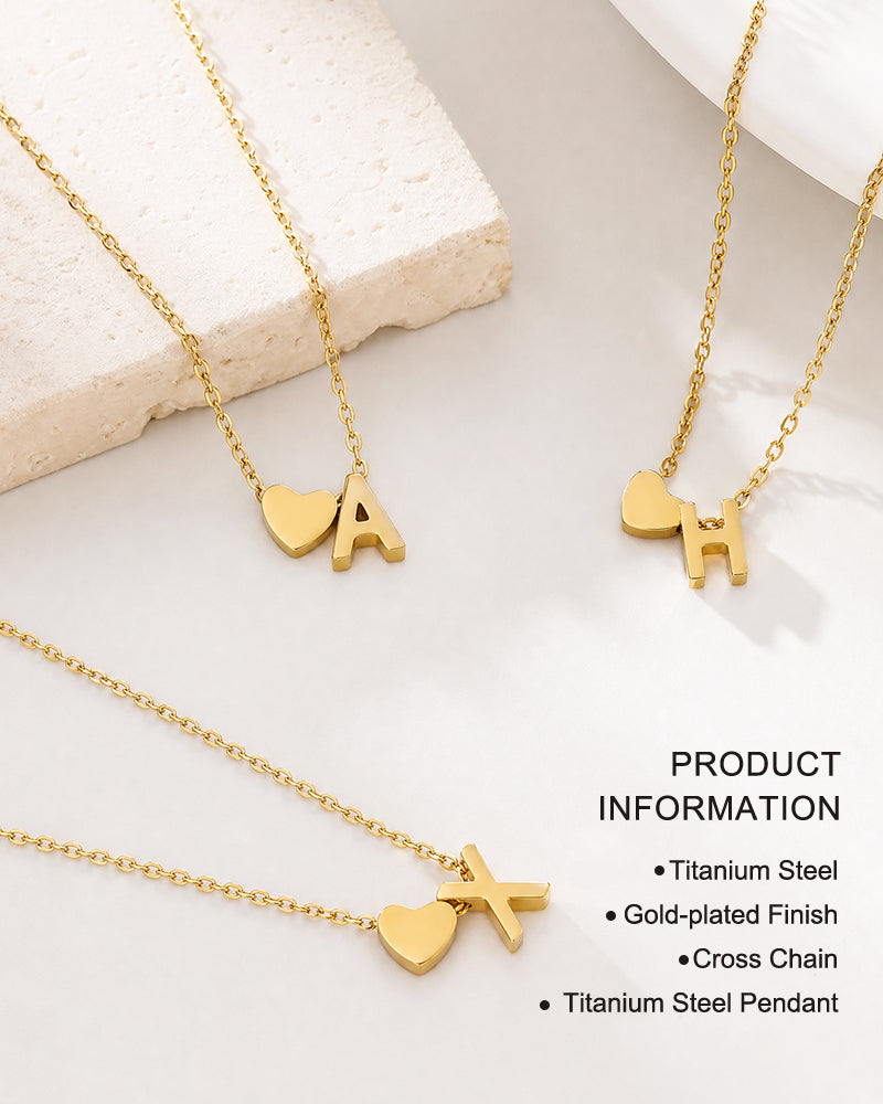 Dainty Heart Initial Necklace - view 3