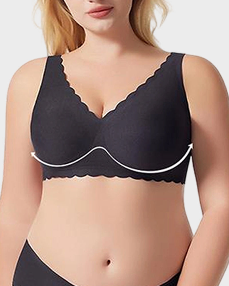 Deep V Seamless Scalloped Wireless Lift Bra - view 5