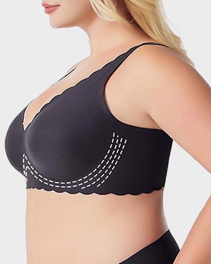Deep V Seamless Scalloped Wireless Lift Bra - view 6