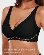 Deep V Seamless Scalloped Wireless Lift Bra - view 4