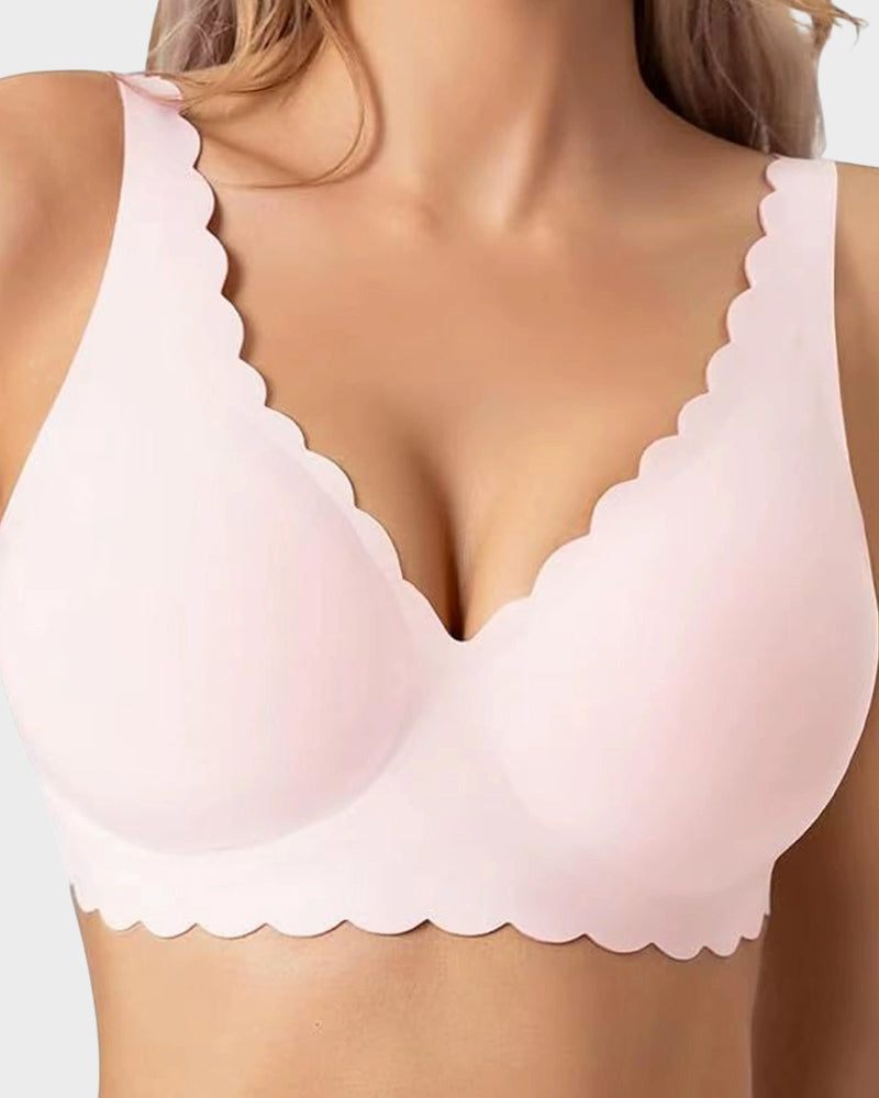 Deep V Seamless Scalloped Wireless Lift Bra - view 8