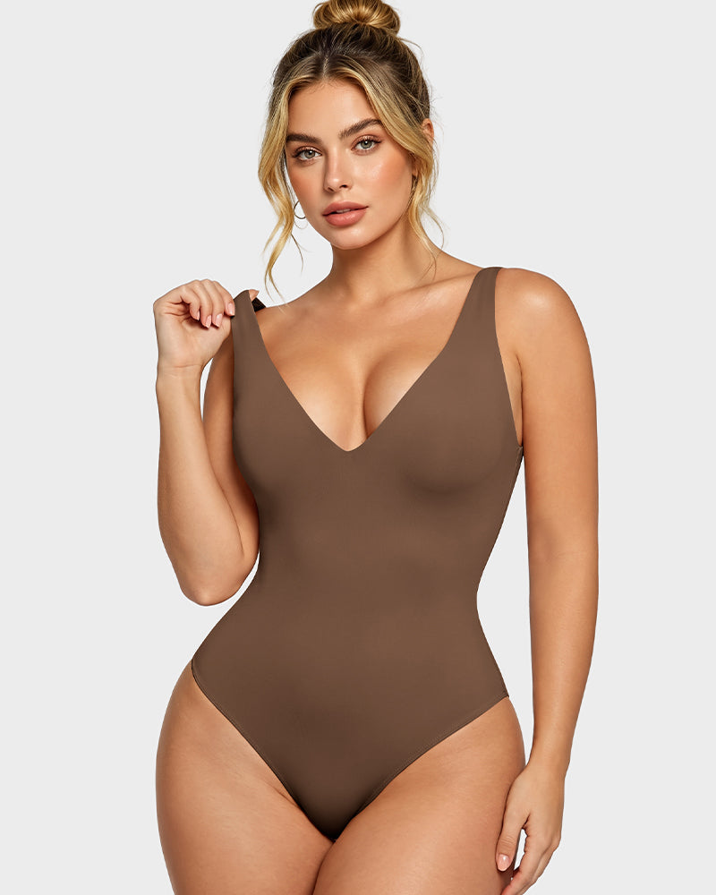 Deep V Shaping Thong Bodysuit - view 16
