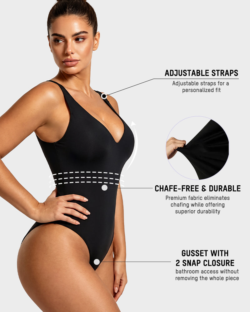 Deep V Shaping Thong Bodysuit - view 4