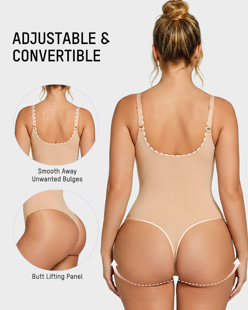 Deep V Shaping Thong Bodysuit - view 5