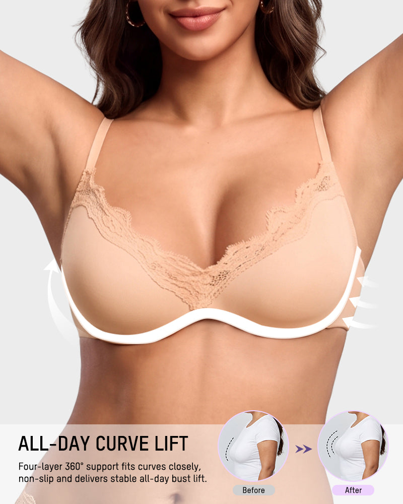Deep V Lace Push-Up Bra - view 2