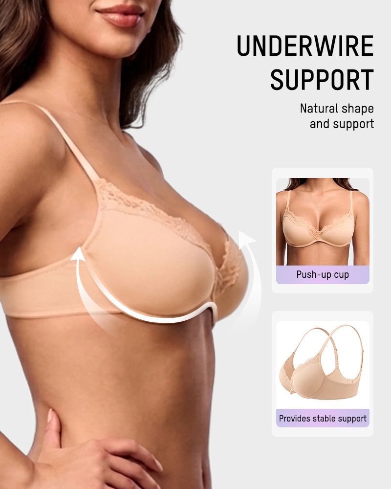 Deep V Lace Push-Up Bra - view 4