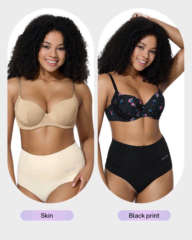 Deep V Lace Trim Full Coverage Push Up Bra - view 2